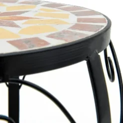 Plantestativer^Planteborde 3 stk. med mosaikdesign - Keramik & Jern | Farve: Terracotta/Hvid