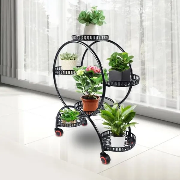 Clearance Planteholder - Blomsterstander - Holdbar Konstruktion - Fritstående - Til Inde & Ude - Nem Montering - Let At Flytte - Rummelig Plads - Sort Plantestativer