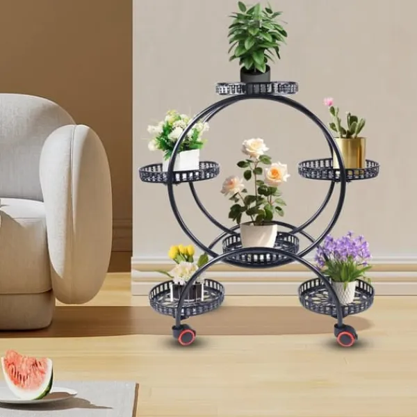 Clearance Planteholder - Blomsterstander - Holdbar Konstruktion - Fritstående - Til Inde & Ude - Nem Montering - Let At Flytte - Rummelig Plads - Sort Plantestativer