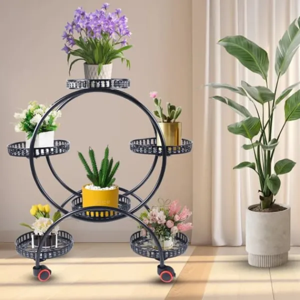 Clearance Planteholder - Blomsterstander - Holdbar Konstruktion - Fritstående - Til Inde & Ude - Nem Montering - Let At Flytte - Rummelig Plads - Sort Plantestativer