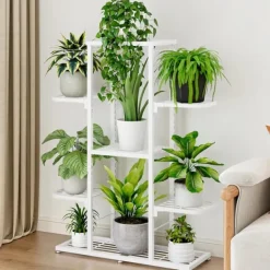 Plantestativer^Planteholder, 7 niveauer, indendørs og udendørs brug,Hvid 5 lag