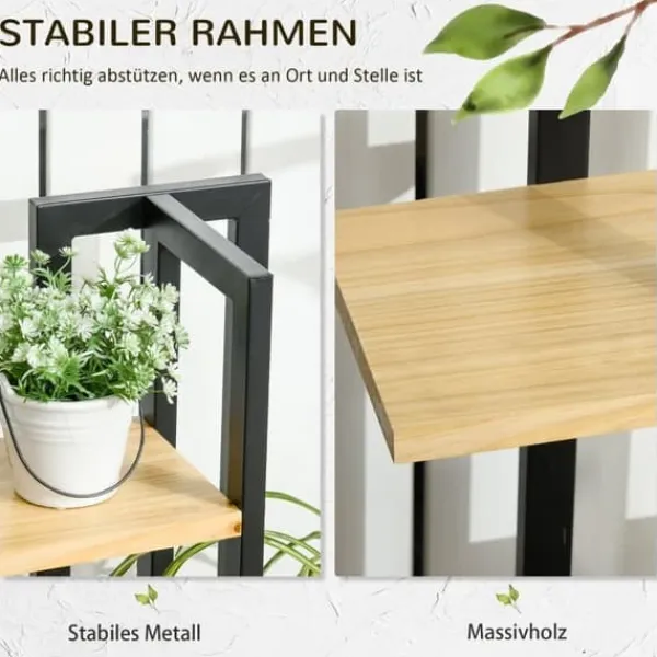 Discount Planteholder 4 niveauer justerbar 110 cm træ sort/natur til inde/ude Plantestativer