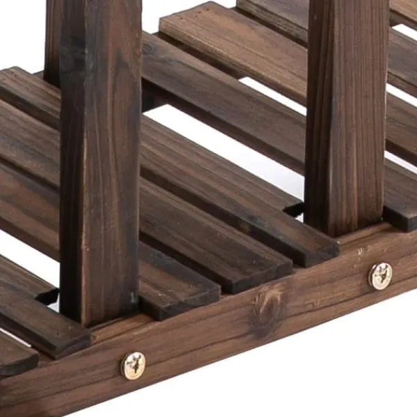 Plantestativer^Planteholder 4 niveauer massivt forkullet træ 123,5x33x80 cm have/altan