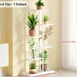 Best Planteholder, 6 niveauer, metal konstruktion,6lag-hvid Plantestativer