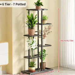 Plantestativer^Planteholder, 6 niveauer, metal konstruktion,6lag-sort