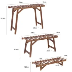 Plantestativer^Planteholder - Stigehylde - 3 Niveauer - Træ - Indendørs/Udendørs - Montering Påkrævet - Brun