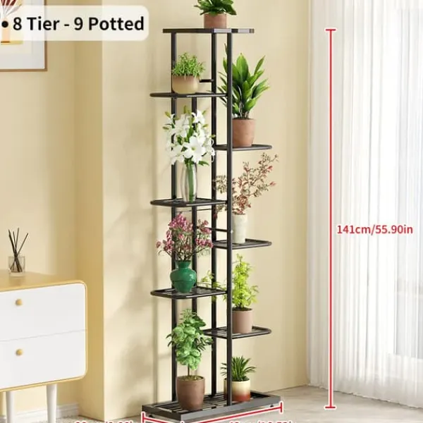Sale Planteholder, 6 til 8 niveauer, metal konstruktion,8-sort Plantestativer