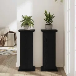 Plantestativer^Planteholder i konstrueret træ - Elegant plante stativ | Farve: Sort | Størrelse: 33x33x80 cm