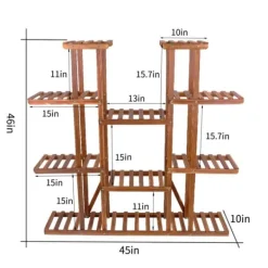Clearance Planteholder i træ - Blomsterhylde - 11 niveauer - Karboniseret træ - Ekstra bred - Til potter - Inde/ude - Selvmontering - Brun Plantestativer