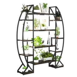 Online Planteholder, Industrielt Design, 5-Lags Opbevaring,XL, med lys Plantestativer