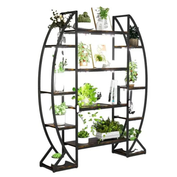 Online Planteholder, Industrielt Design, 5-Lags Opbevaring,XL, med lys Plantestativer