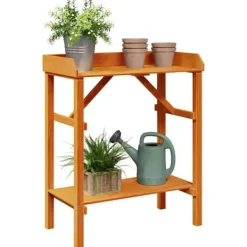 Plantestativer^Planteholder med hylder i massivt fyrretræ - Stativ til planter | Farve: Brun | Størrelse: 75x40x90 cm