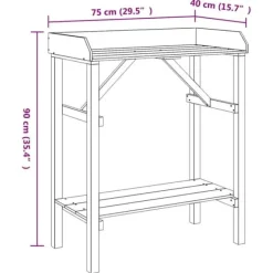 Plantestativer^Planteholder med hylder i massivt fyrretræ - Stativ til planter | Farve: Brun | Størrelse: 75x40x90 cm