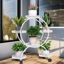 Clearance Planteholder, Multi-niveau Design, Indendørs og Udendørs Brug,HVID Plantestativer