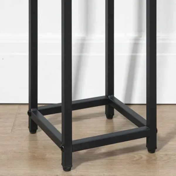 New Planteholder sæt 3-delt blomsterborde & potteholdere stål sort/natur til have/altan Plantestativer