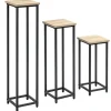 Outlet Planteholder sæt 3-delt blomsterborde & potteholdere stål sort/natur til have/altan Plantestativer