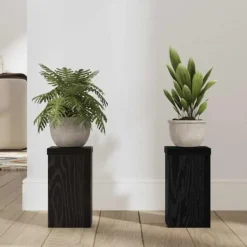 Plantestativer^Planteholder sæt i sort eg - Elegant design | Størrelse: 10x10x18 cm | 2 pcs