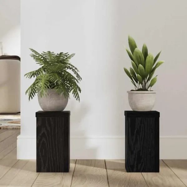 Plantestativer^Planteholder sæt i sort eg - Elegant design | Størrelse: 10x10x18 cm | 2 pcs