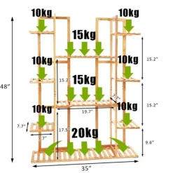 Plantestativer^Planteholder til krukker - Hjørnehylde - 9 niveauer - Naturtræ - Inde/ude - Samles selv - Gul