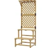 Planteholder træ 2 niveauer med espalier 60x50x166 cm gul til have/terrasse Plantestativer