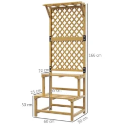 Planteholder træ 2 niveauer med espalier 60x50x166 cm gul til have/terrasse Plantestativer