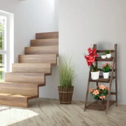 Plantestativer^Planteholder, Træ, 160x41x49 cm, Brun