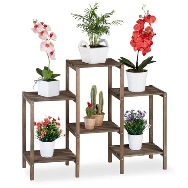 Hot Planteholder, Træ, 70x89x27 cm, Brun Plantestativer