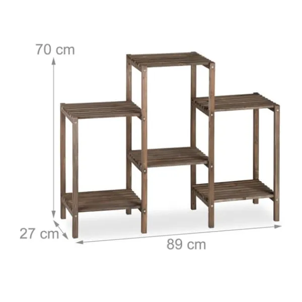Hot Planteholder, Træ, 70x89x27 cm, Brun Plantestativer
