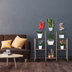 Hot Planteholder, Træ, 70x89x27 cm, Brun Plantestativer