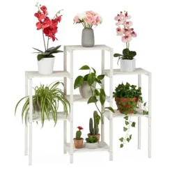 Plantestativer^Planteholder, Træ, 70x89x26,5 cm, Hvid