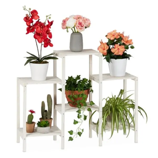 Plantestativer^Planteholder, Træ, 70x89x26,5 cm, Hvid