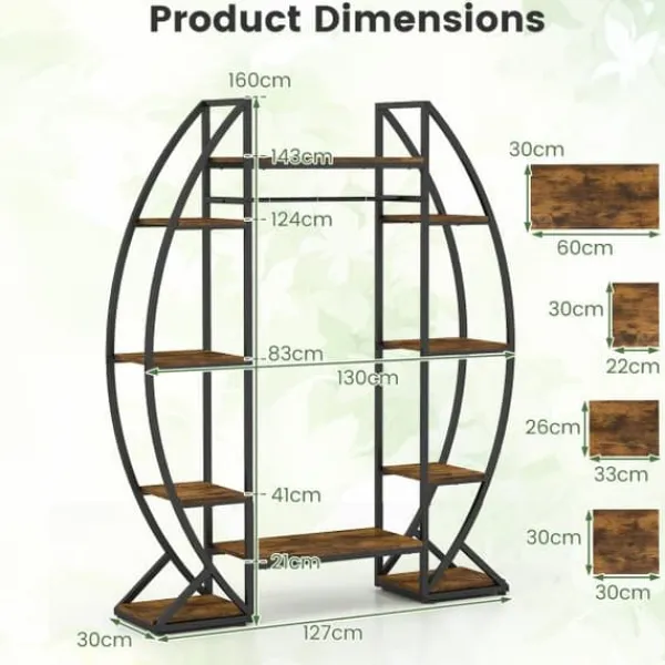 Plantestativer^Planteholder, 130x30x160 cm, Brun