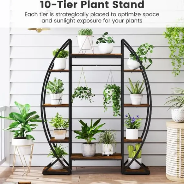 Plantestativer^Planteholder, 130x30x160 cm, Brun