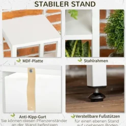 Plantestativer^Planteholder, 65x23x94,5 cm, Hvid