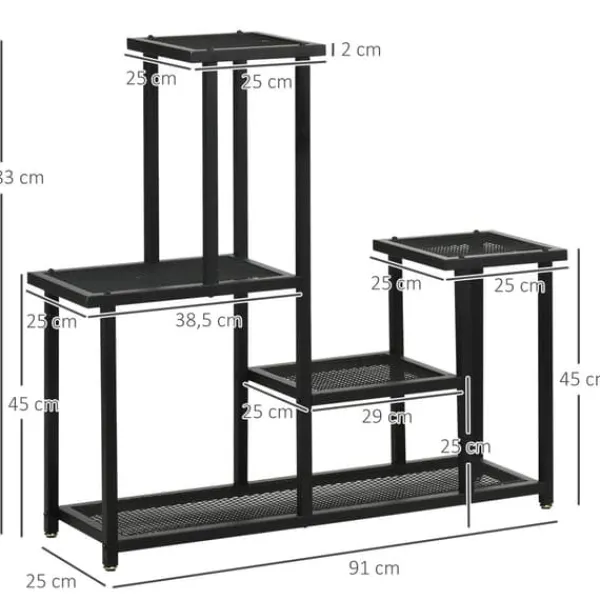 Plantestativer^Planteholder, 91x25x83 cm, Sort