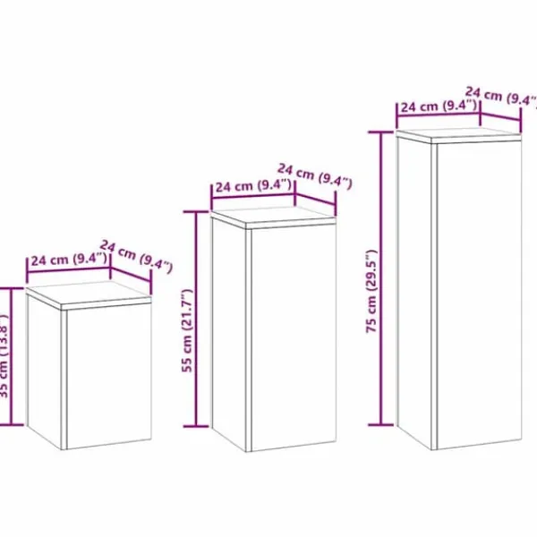 Online Planteholdere 3 pcs - Minimalistisk Udendørs Design | Farve: Antracit | Størrelse: 24x24x75 cm Plantestativer
