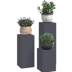 Online Planteholdere 3 pcs - Minimalistisk Udendørs Design | Farve: Antracit | Størrelse: 24x24x75 cm Plantestativer