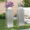 Outlet Planteholdere 2 stk - Galvaniseret stål | Farve: Sølv | Størrelse: 24x24x75 cm Plantestativer