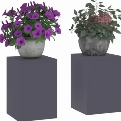 Best Planteholdere 2 stk - Minimalistisk Stål | Farve: Antracit | Størrelse: 24x24x35 cm Plantestativer
