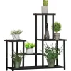 Hot Plantehylde 4 niveauer metal sort 91 x 25 x 83 cm til have altan Plantestativer