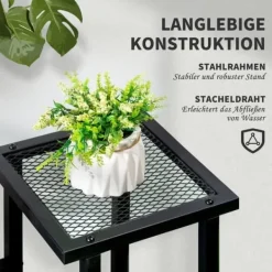 Hot Plantehylde 4 niveauer metal sort 91 x 25 x 83 cm til have altan Plantestativer