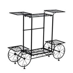 Online Plantehylde i vognstil - Blomsterreol - 6 Niveauer - Metal - Parisisk Stil - Inde/ude - Sort Plantestativer