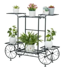 Online Plantehylde i vognstil - Blomsterreol - 6 Niveauer - Metal - Parisisk Stil - Inde/ude - Sort Plantestativer