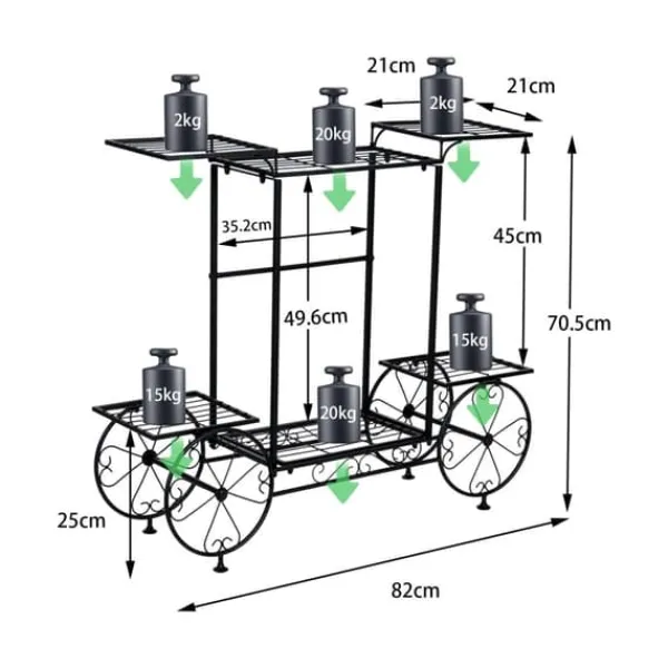 Online Plantehylde i vognstil - Blomsterreol - 6 Niveauer - Metal - Parisisk Stil - Inde/ude - Sort Plantestativer