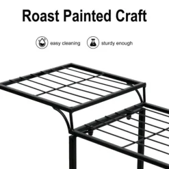 Online Plantehylde i vognstil - Blomsterreol - 6 Niveauer - Metal - Parisisk Stil - Inde/ude - Sort Plantestativer