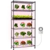 New Plantehylde med vækstlampe - 6-lags plantestativ - Højde 180 cm - Hjul - Timer - Vækstlys 150 W 3800K fuldspektrum - Metal stativ - Til frøopstart Plantestativer