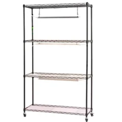 Kit Til Plante- & Urtedyrkning^Plantehylde Med Vækstlampe - Indendørs Plantestativ - 4 Niveauer - 150 cm Højt - Med Hjul - 90 W 3-Farvet Fuldspektrum - Til Frøspiring