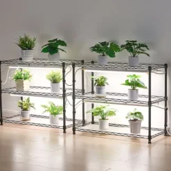 Kit Til Plante- & Urtedyrkning^Plantehylde med vækstlys - Indendørs plantestativ på hjul - 180 cm Høj - 192 W 5000 K Fuldspektret - Kraftigt Metal - Til Frøspiring