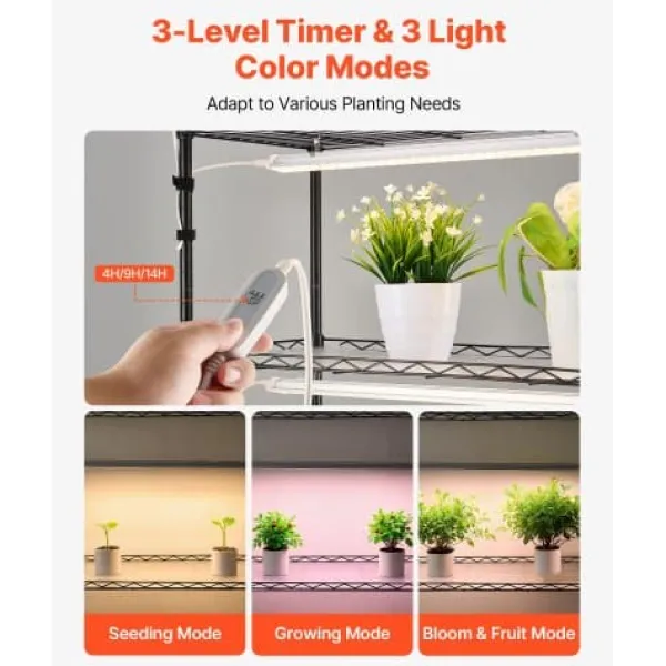 Hot Plantehylde, 6-niveaus indendørs planteholder med vækstlys, 75x35x180 cm Plantestativer