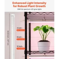 Hot Plantehylde, 6-niveaus indendørs planteholder med vækstlys, 90x35x180 cm, metal Plantestativer